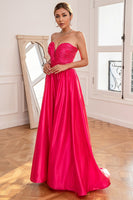 Load image into Gallery viewer, Fuchsia Strapless Prom Dress with Slit