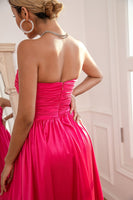 Load image into Gallery viewer, Fuchsia Strapless Prom Dress with Slit