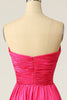 Load image into Gallery viewer, A Line Sweetheart Fuchsia Long Prom Dress with Ruched