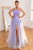 Load image into Gallery viewer, Light Purple Sequins Prom Dress with Slit