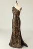 Load image into Gallery viewer, Mermaid One Shouler Dark Gold Sequins Prom Dress