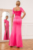 Load image into Gallery viewer, Sheath Sweetheart Fuchsia Long Prom Dress with Split Front