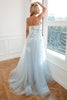 Load image into Gallery viewer, Light Blue Appliques Tulle Prom Dress