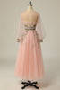 Load image into Gallery viewer, A Line Jewel Light Nude Long Prom Dress with Embroidery