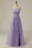 Load image into Gallery viewer, A Line Strapless Light Purple Long Prom Dress with Appliques