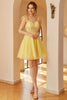 Load image into Gallery viewer, Yellow Spaghetti Straps Short Party Dress