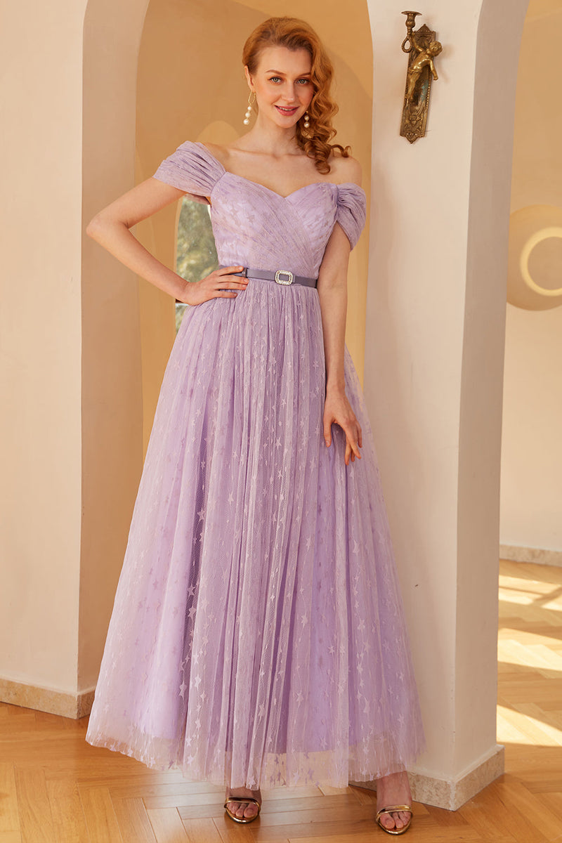 Load image into Gallery viewer, Purple A Line Prom Dress