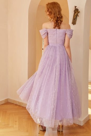Purple A Line Prom Dress
