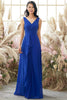 Load image into Gallery viewer, Royal Blue V Neck Bridesmaid Dress