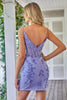 Load image into Gallery viewer, Sparkly Purple Corset Cocktail Dress with Appliques