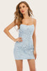 Load image into Gallery viewer, Light Blue Short Cocktail Dress with Lace Beading