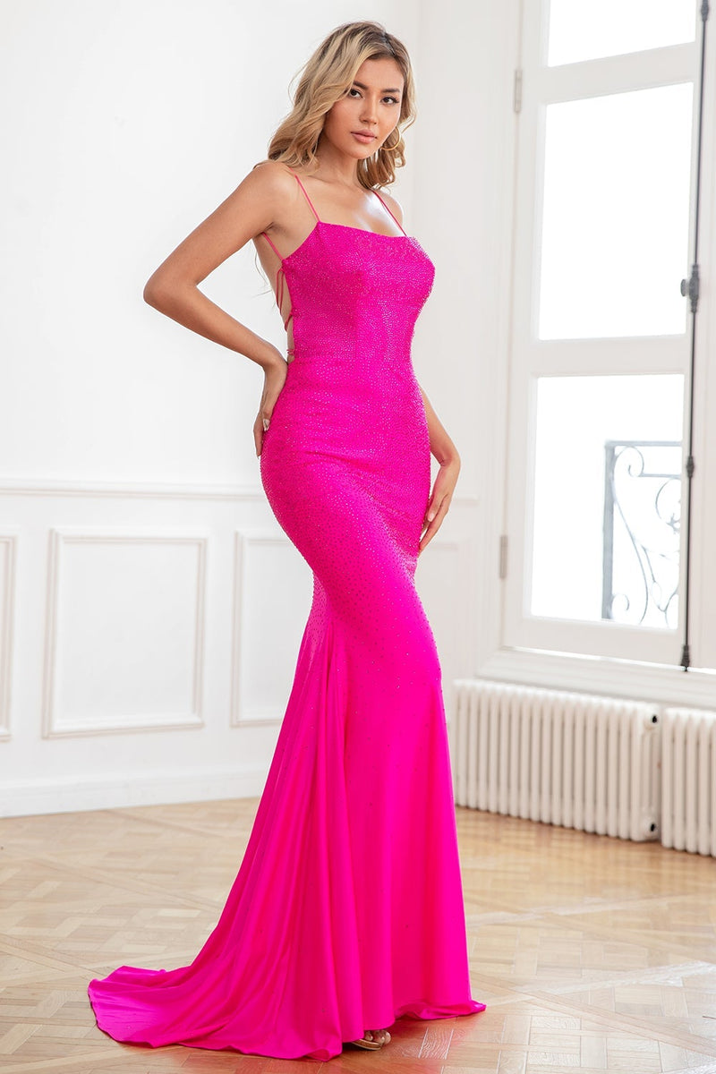 Load image into Gallery viewer, Glitter Hot Pink Mermaid Sequin Prom Dresses