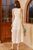 Load image into Gallery viewer, High Low White Sleeveless Party Dress with Lace