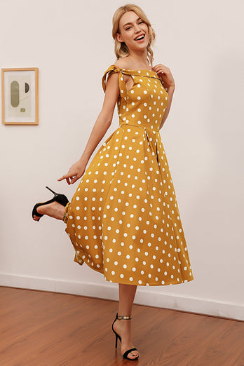 Yellow Polka Dots Vintage Dress