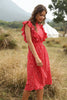 Load image into Gallery viewer, Red Ruffled Midi Boho Dress