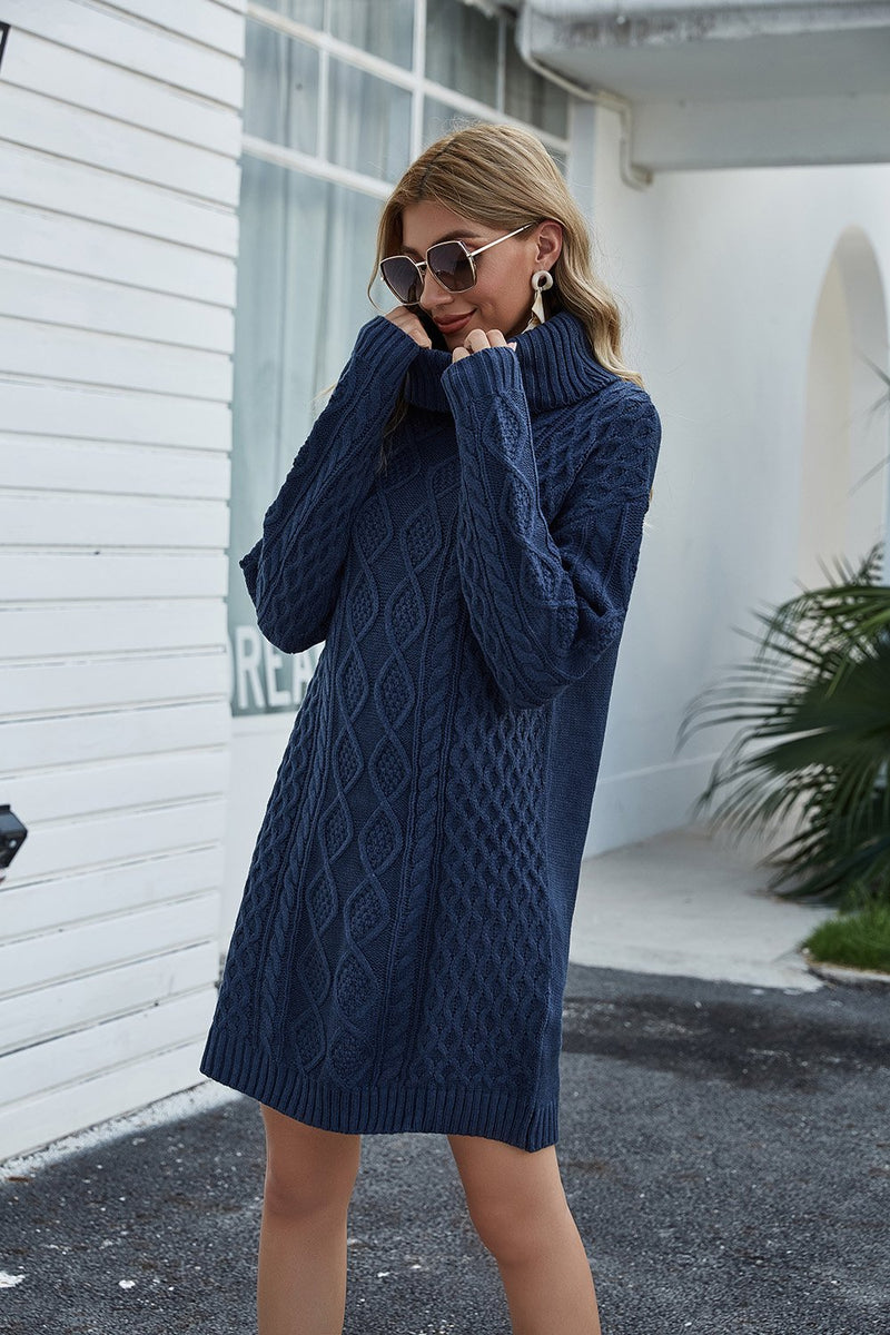 Load image into Gallery viewer, Navy Long Sleeves Knit Dress