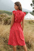 Load image into Gallery viewer, Red Ruffled Midi Boho Dress