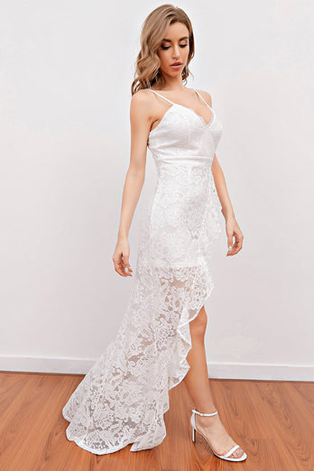 White Lace Beach Wedding Dress