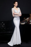 White Applique Prom Dress