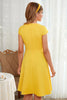 Load image into Gallery viewer, Yellow Round Neck Vintage Dress Keyhole