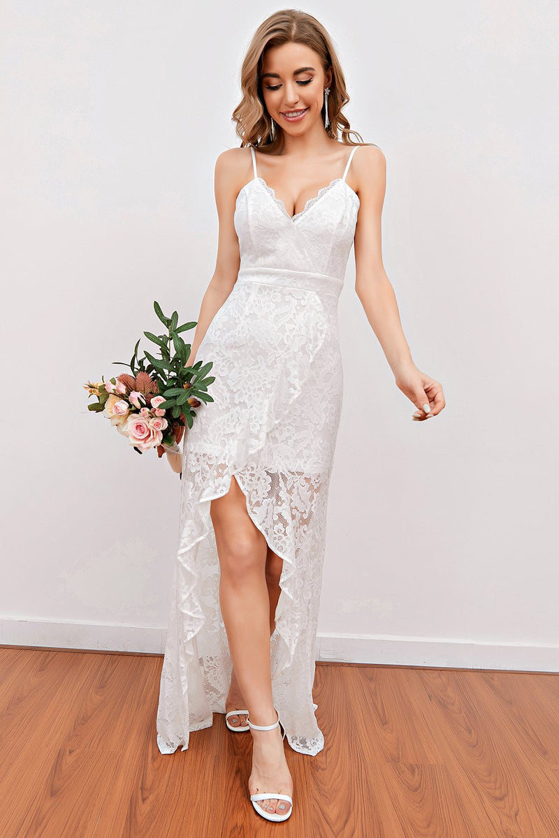 Load image into Gallery viewer, White Lace Beach Wedding Dress