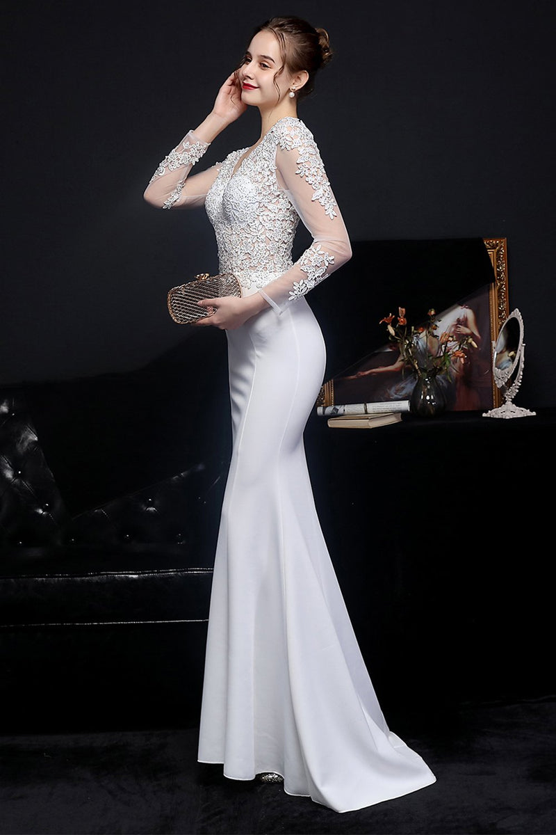 Load image into Gallery viewer, White Applique Prom Dress