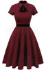 Load image into Gallery viewer, Burgundy 50s Vintage Dress with Sleeves