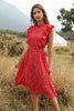 Load image into Gallery viewer, Red Ruffled Midi Boho Dress