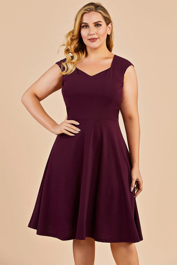 Burgundy Plus Size Homecoming Party Dress