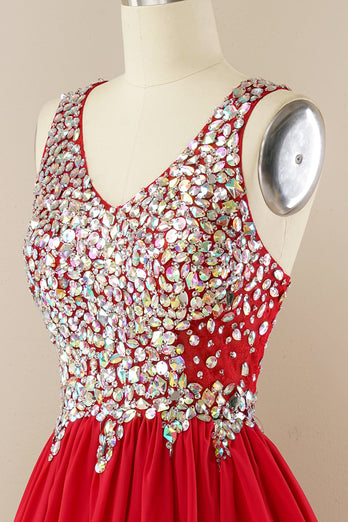 Red Beading Graduation Dress