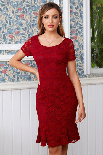 Burgundy Lace Bodycon Dress