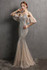Load image into Gallery viewer, Champagne Sequin Long Prom Dress with Ruffles