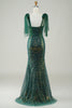 Load image into Gallery viewer, Sparkly Dark Green Mermaid Sequin Long Prom Dress with Slit