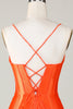 Load image into Gallery viewer, Sparkly Orange Beaded Corset Tight Short Homecoming Dress