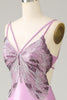 Load image into Gallery viewer, Purple Mermaid Backless Spaghetti Straps Butterflies Prom Dress