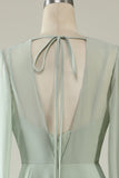 Mint Wedding Guest Dress with Long Sleeves