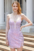 Load image into Gallery viewer, Purple Sparkly Corset Homecoming Dress with Appliques