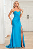 Load image into Gallery viewer, Mermaid Sweetheart Blue Long Prom Dress with Split Front