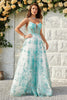 Load image into Gallery viewer, A Line Spaghetti Straps Green Corset Prom Dress with Criss Cross Back