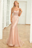 Load image into Gallery viewer, Mermaid Spaghetti Straps Blush Sequins Long Prom Dress with Train