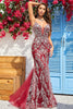 Load image into Gallery viewer, Mermaid Spaghetti Straps Burgundy Long Prom Dress with Open Back