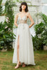 Load image into Gallery viewer, Tulle Spaghetti Straps White Long Prom Dress with Beading
