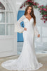 Load image into Gallery viewer, Ivory Mermaid Lace Flare Sleeves Wedding Dress
