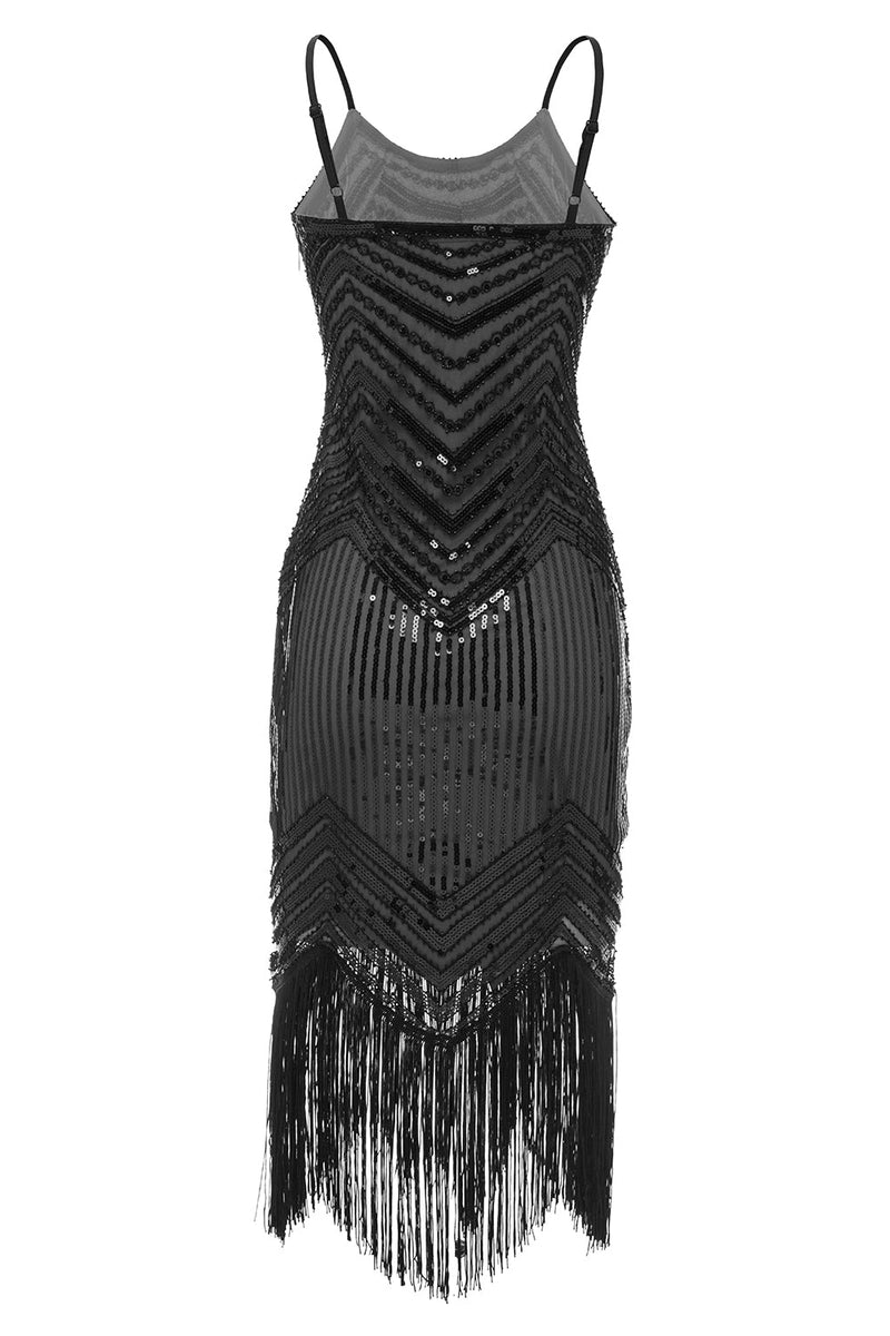 Load image into Gallery viewer, Black Red Spaghetti Straps 1920s Dress